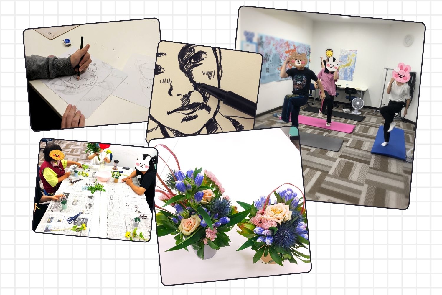 絵画教室・フラワーアレンジメント教室・ボディメイク教室