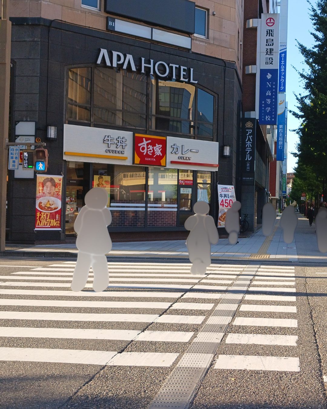 新潟万代方面すき家前の交差点