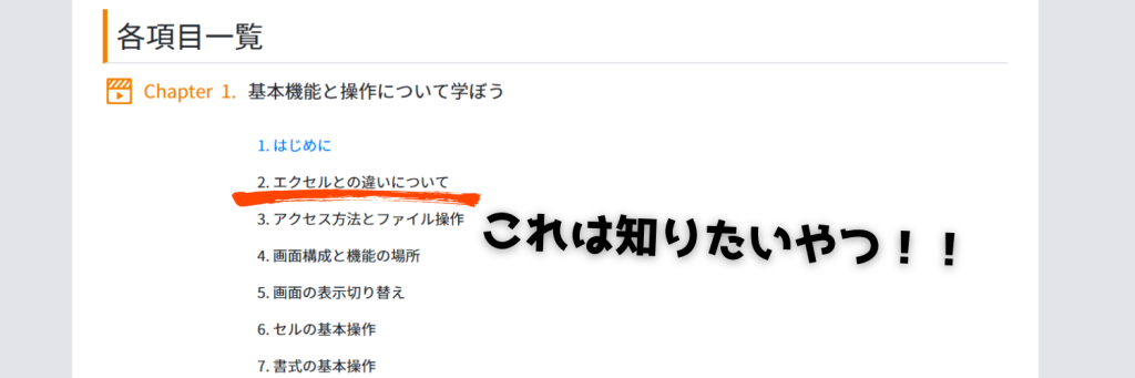 クラスタの画面の例
スプレッドシートの項目