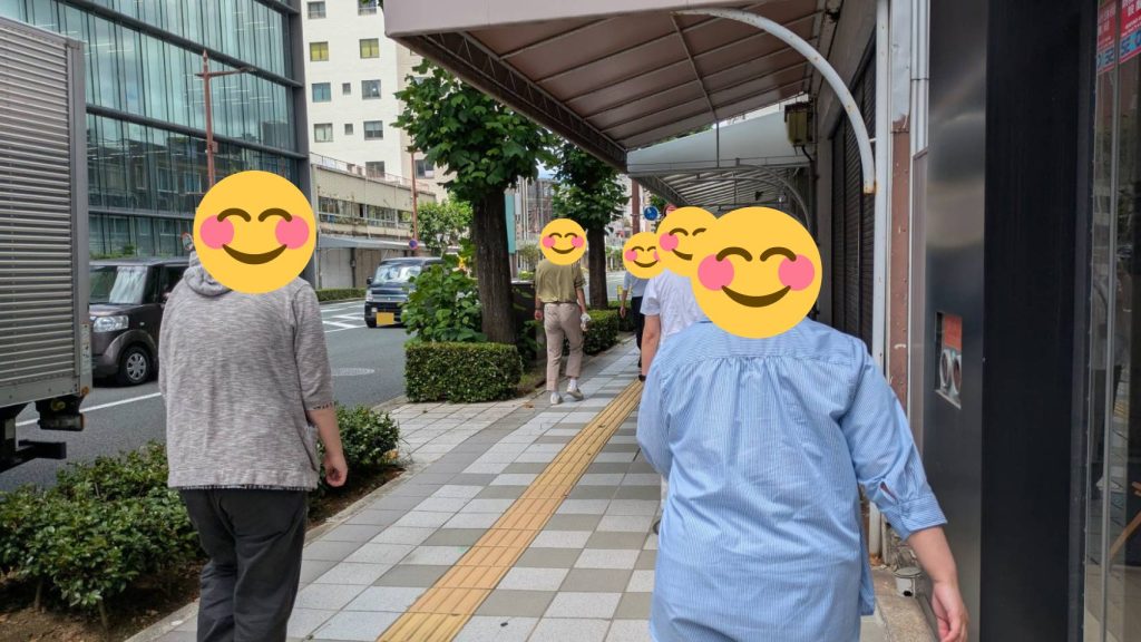 アクセスジョブ浜松田町から近くの避難場所まで移動する様子