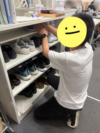 アクセスジョブ浜松駅前、下駄箱、掃除、掃除訓練
