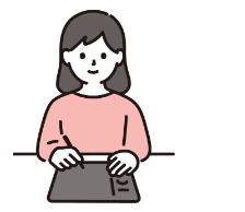 振り返りを書く女性のイラスト