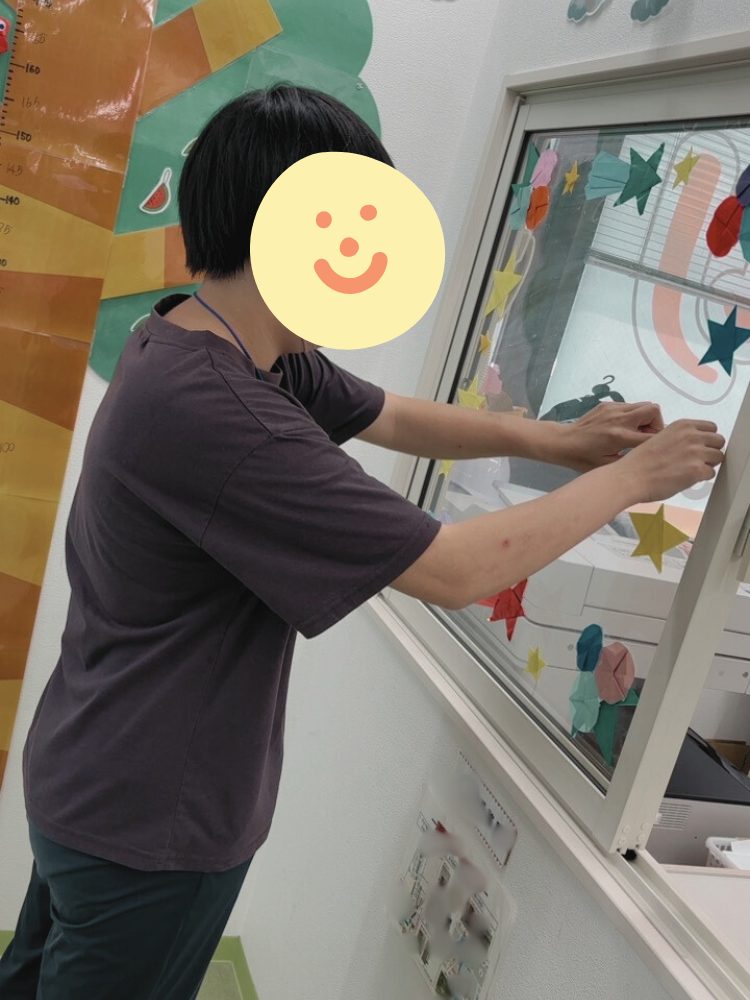 貼り付けをしているところ