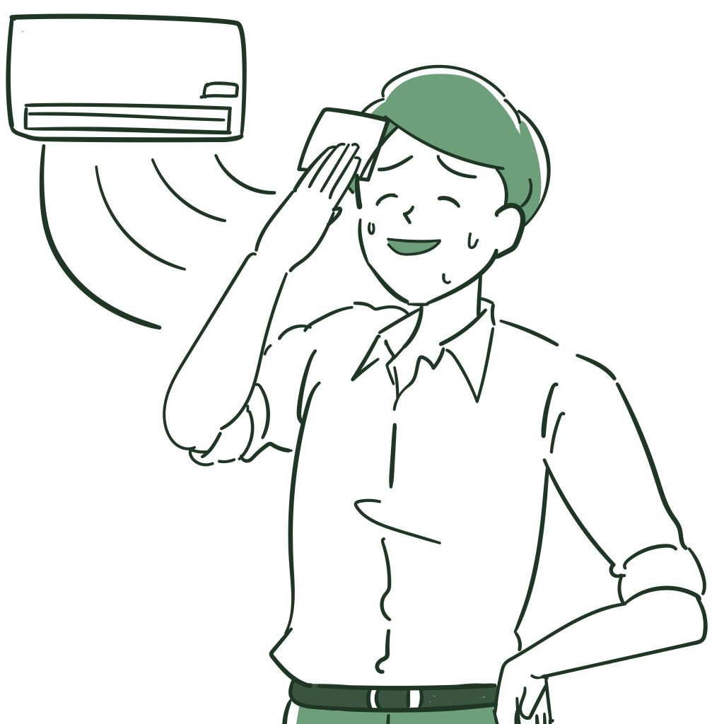 エアコンで涼んでいる人
