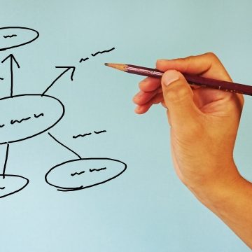 図を描く人の手の画像。