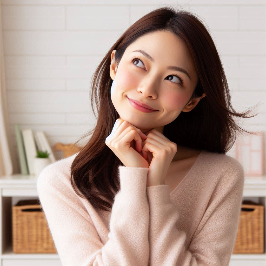何かを思い出す女性