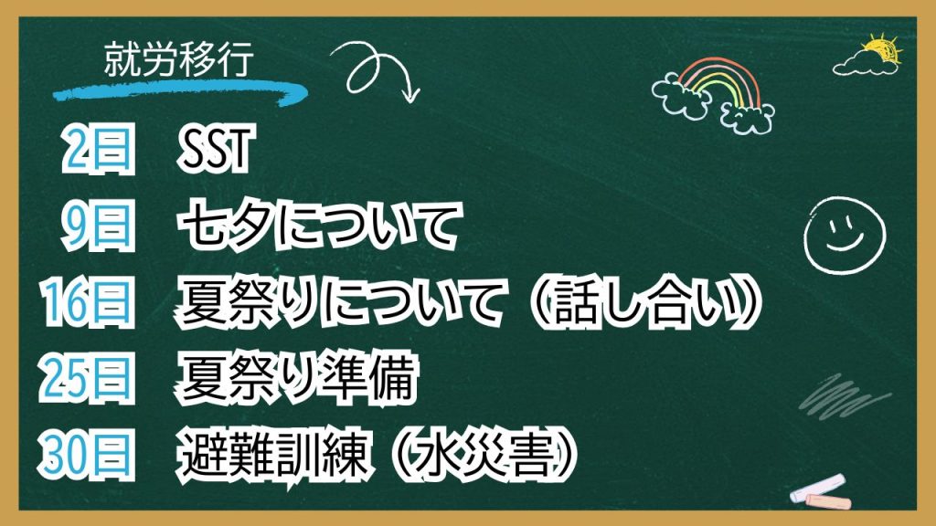 7月のグループワーク予定