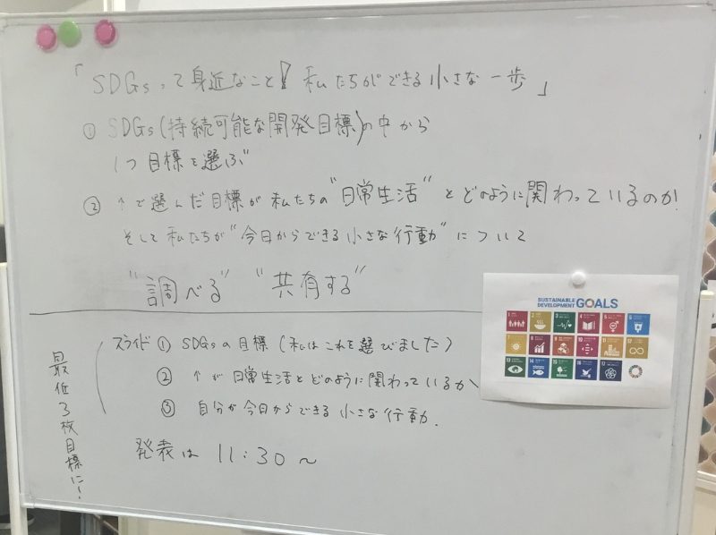 プログラムの概要。この日はSDGsについてでした。