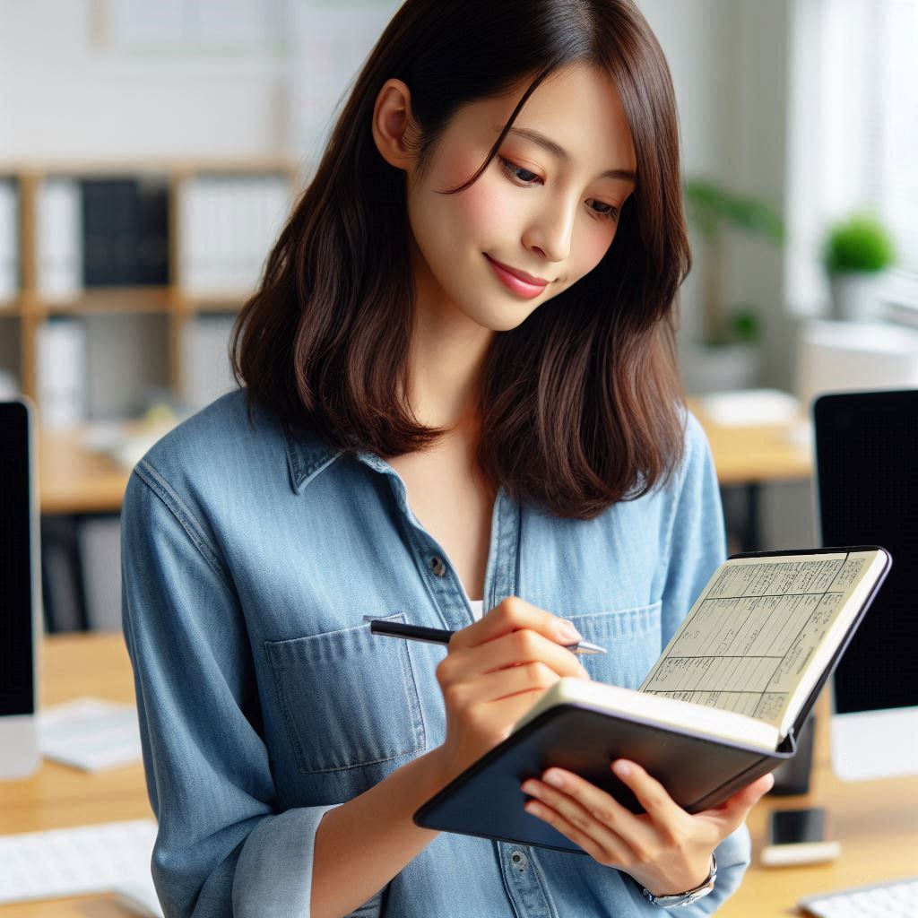 確認をする女性