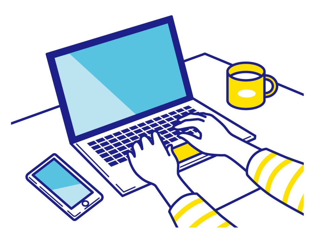 パソコンを打ち込む様子