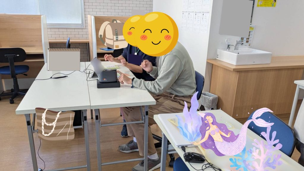 ベジメーターで野菜の摂取量を測定する様子