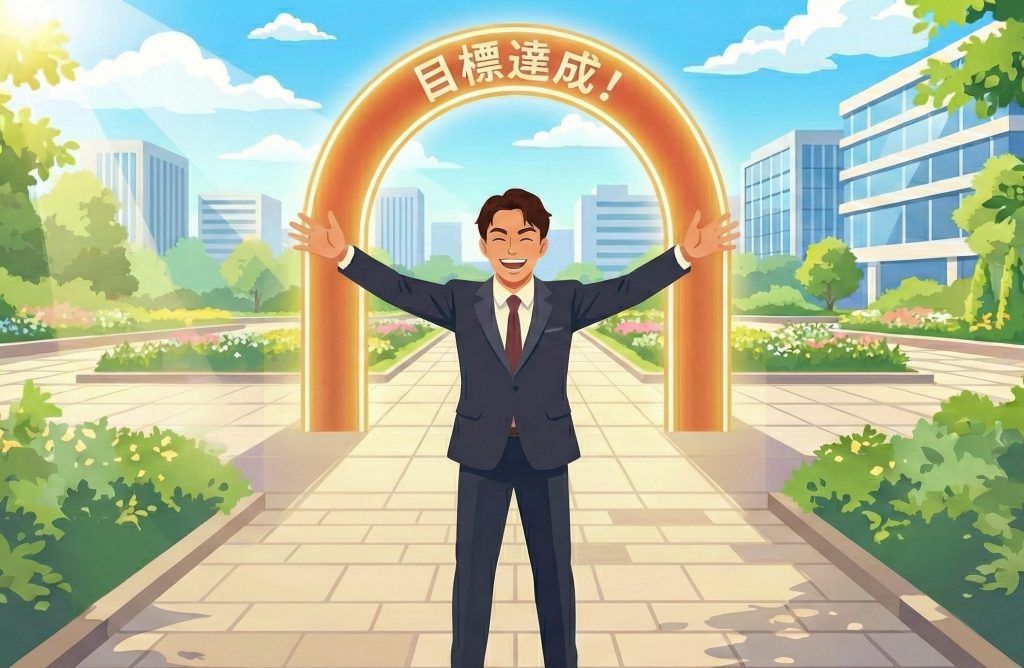 目標を達成する男性