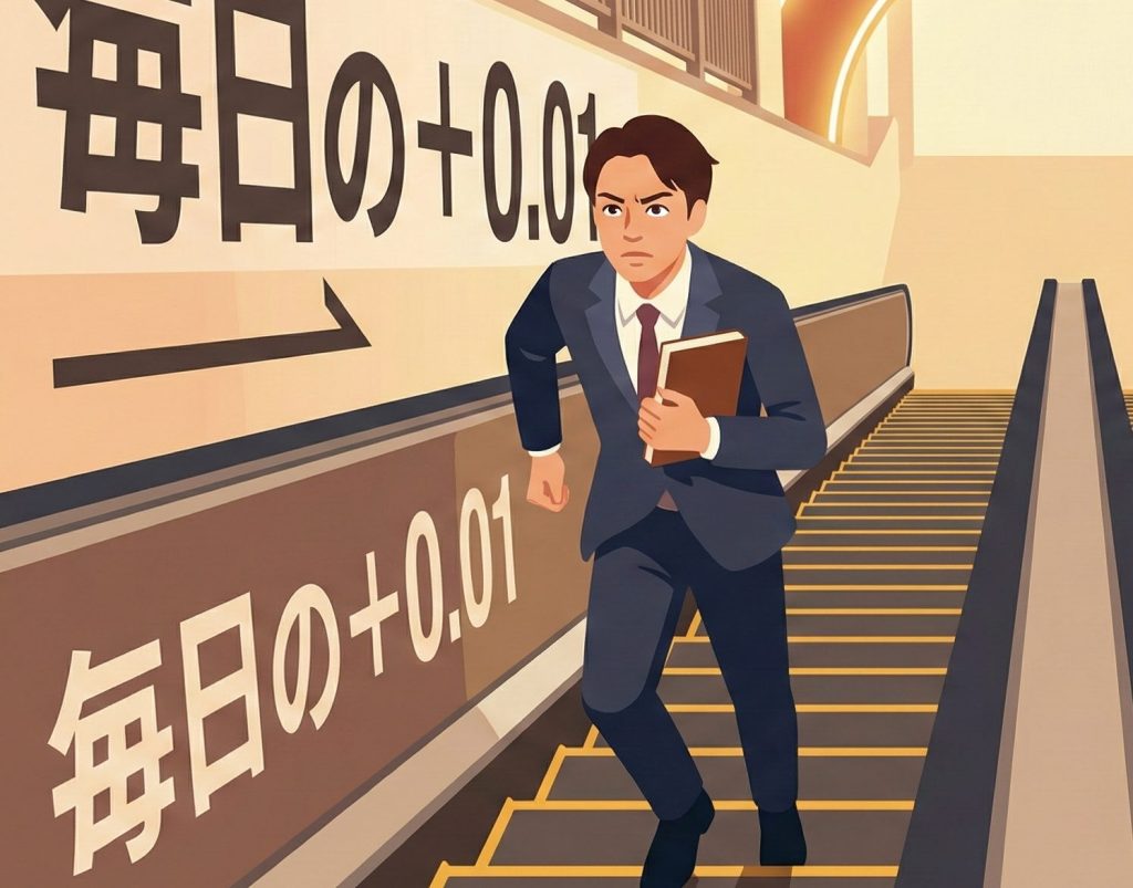 下りのエスカレーターを昇る