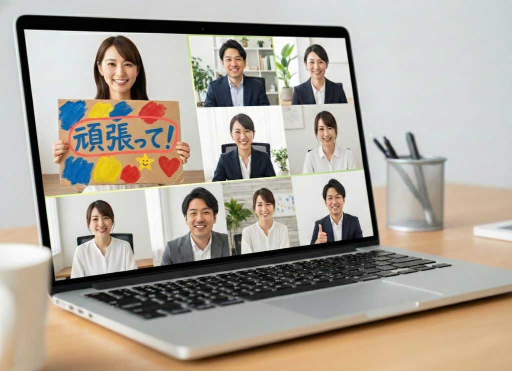 オンラインで応援するスタッフ