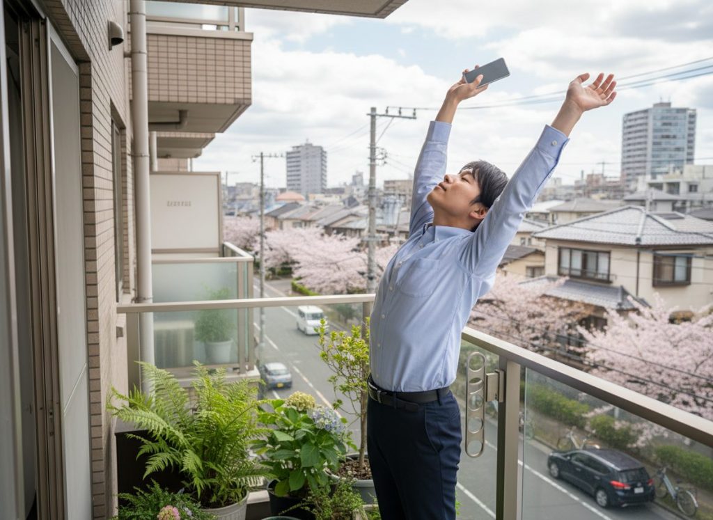 リラックスする様子