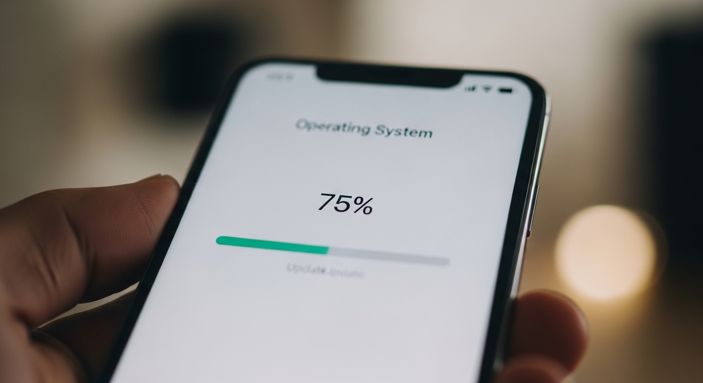 スマートフォンのアップデートの様子