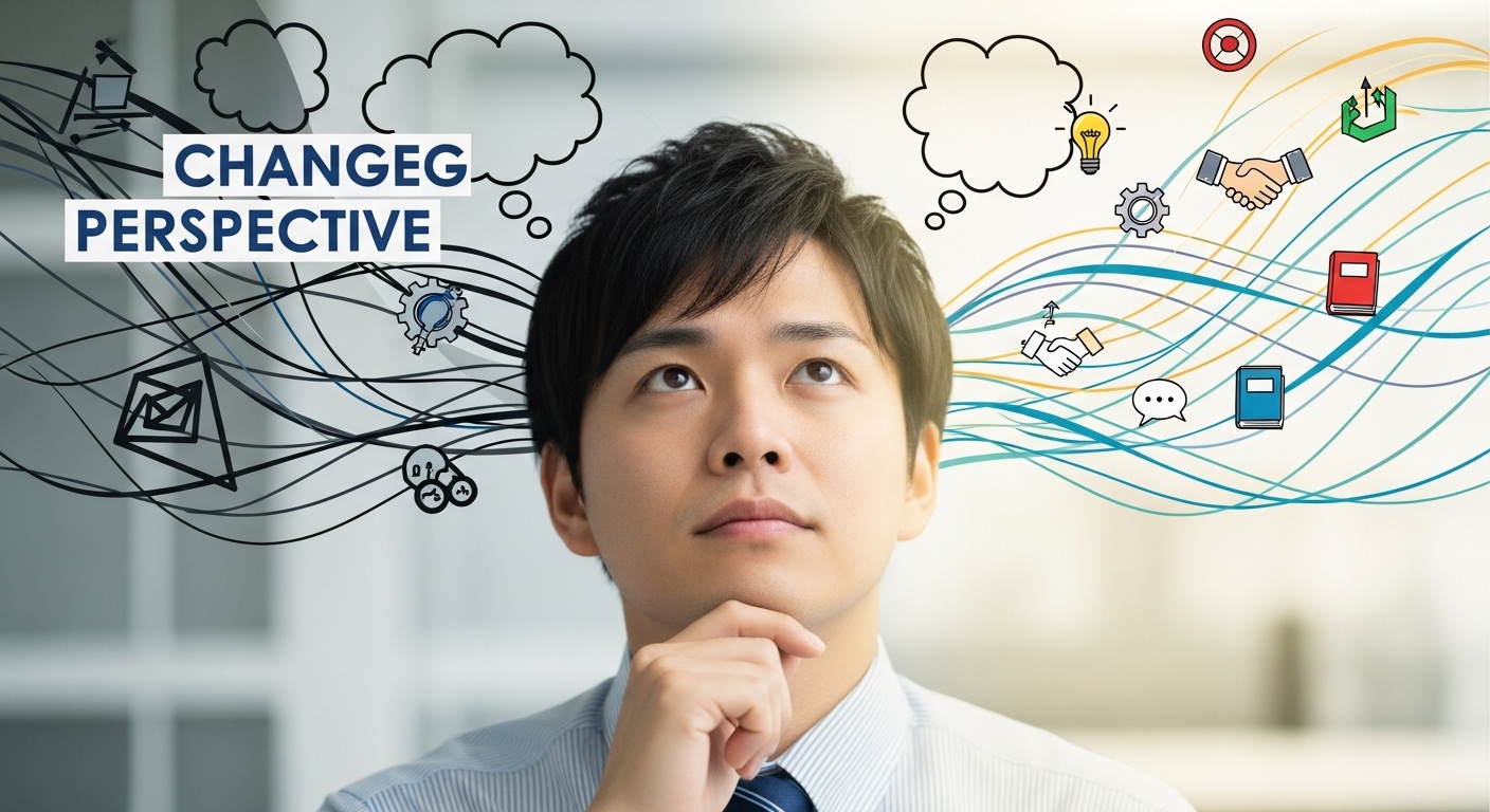 視点を変えて考える男性