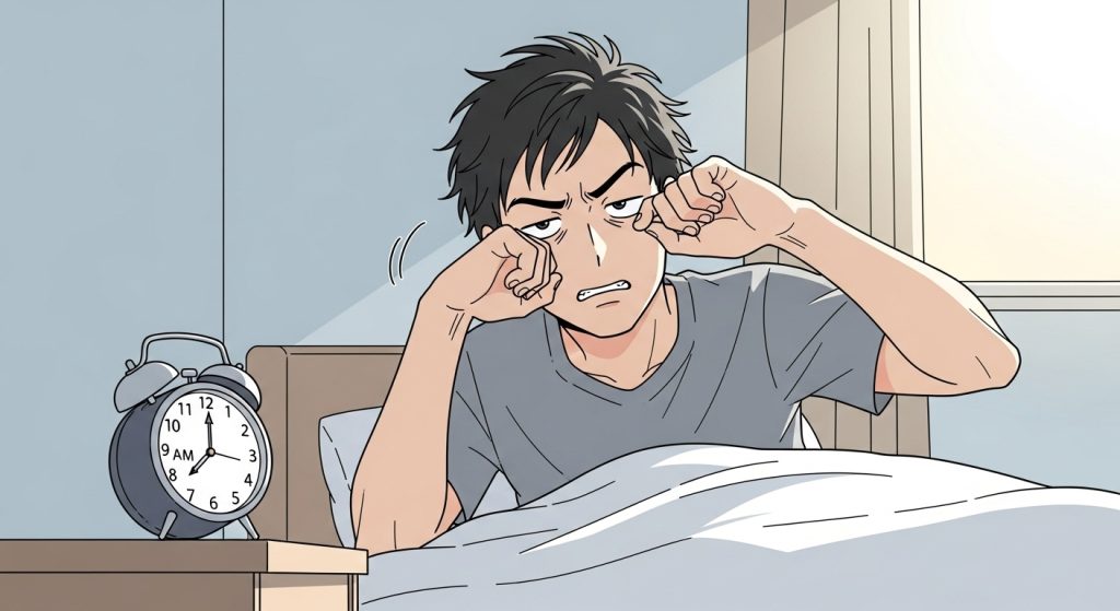 頑張って起きる様子