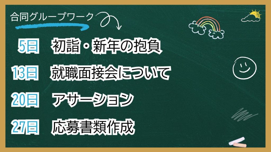 1月のグループワーク予定