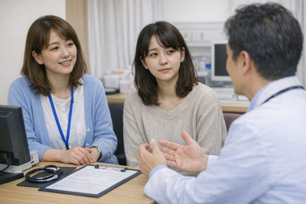 同行、同席、受診、病院